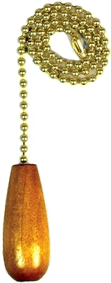 Jandorf 60321 Pull Chain, Brass With Wood Cylinder, 12-In.