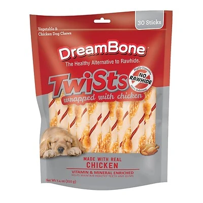 Dreambone Chicken Wrapped Twists Chews Dog Treats - 30ct
