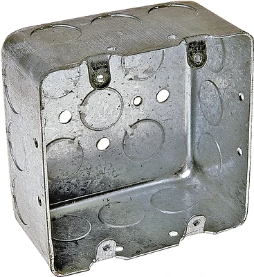 2 Gang Electrical Box, Drawn Corners, 2-1/8 x 4 In. Square