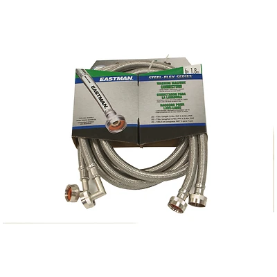 3/4 In. Fht X 3/4 In. Dia. Fht 6 In. Stainless Steel Washing Machine Supply Line