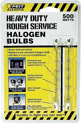 Feit Electric BPQ500T3/CL/RS/2 Halogen Lamp, 500W, R7 Base, T3, 2-Pk