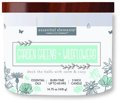14.75 Ounce Garden Greens & Wildflowers Candle-lite Essential Elements
