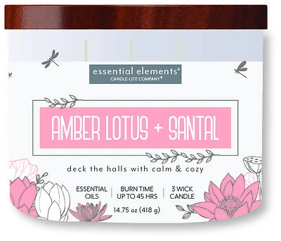 14.75 Ounce Amber Lotus & Santal Candle By Candle-lite - Essential Elements