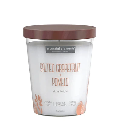 9 Ounce Salted Grapefruit & Pomelo Candle By Essential Elements