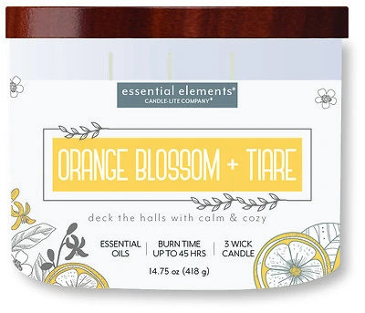 14.75 Ounce Orange Blossom & Tiare Scented Candle - Essential Elements