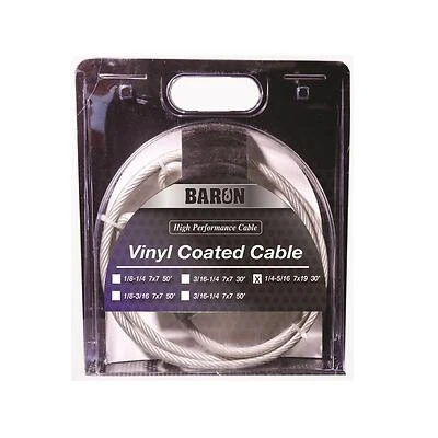 Vinyl Coated Galvanized Steel 1/4-5/16 In. D X 30 Ft. L Aircraft Cable
