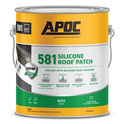Bright White Silicone Roof Patch 1 Gallon - Durable, Cold Application, 50-year Lifespan
