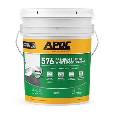 Apoc AP-5765 Gloss Bright White Silicone Roof Coating, 5 Gallon Pail