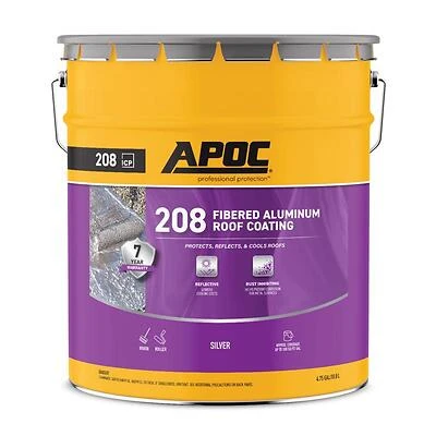 Apoc AP-2085 High-Gloss Silver Fibered Aluminum Roof Coating, 5 Gallon