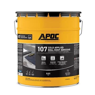 Apoc AP-1075 Gloss Black Asphalt Roll Roofing Adhesive, Fiber Reinforced, 5 Gal