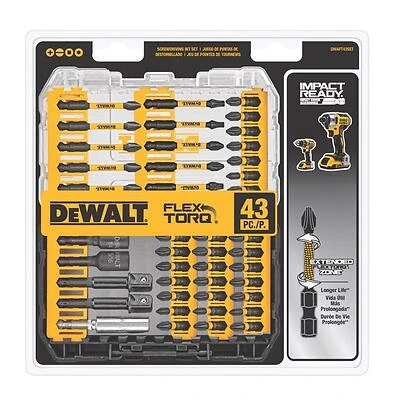 DeWalt FlexTorq 43-Piece Screwdriving Bit Set, Magnetic Hex Shank