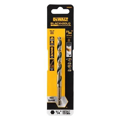 Black & Gold HSS Drill Bit, 1/4 In. Hex Shank, Impact Ready, 21/64 In.