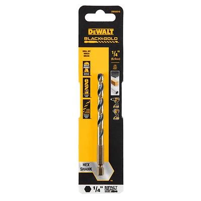 Black & Gold HSS Drill Bit, 1/4 In. Hex Shank, Impact Ready, 1/4 In.
