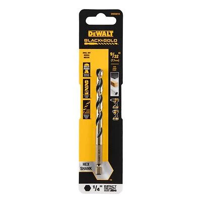 Black & Gold HSS Drill Bit, 1/4 In. Hex Shank, Impact Ready, 9/32 In.