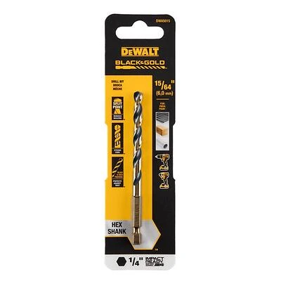 DeWalt DWA5015 Black & Gold HSS Drill Bit, 1/4 In. Hex Shank, 15/64 In.