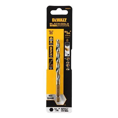Black & Gold HSS Drill Bit, 1/4 In. Hex Shank, Impact Ready, 19/64 In.