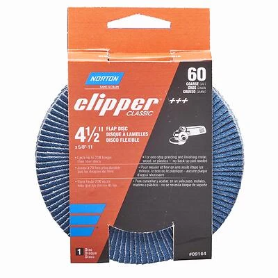 Clipper 4-1/2 In. Zirconia Alumina Flap Disc 60 Grit 5/8-11 Arbor 1 Pk