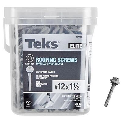 No. 12 X 1-1/2 In. Hex Drive Roofing Screws 225 Pk, Model 21473