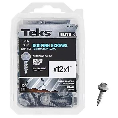 No. 12 X 1 In. Hex Drive Hex Washer Head Roofing Screws 120 Pk
