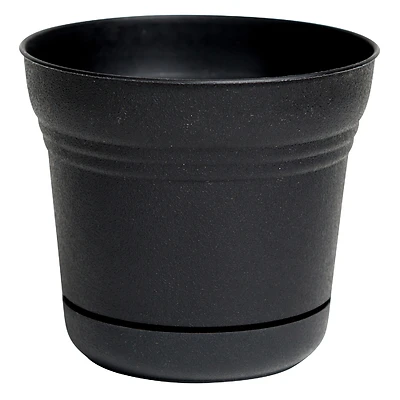 Bloem SP0700 Saturn Plastic Flower Pot, Black, 7 In. Dia X 6.5 In. H