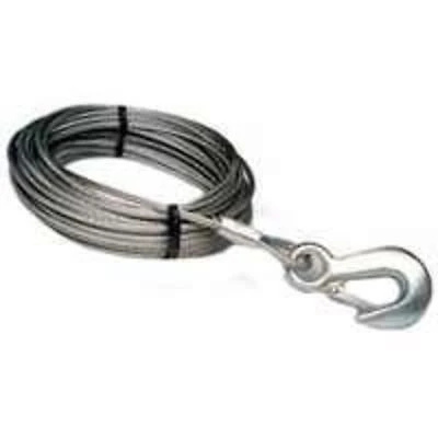 59401 Galvanized Steel Winch Cable, 7/32 In Diameter, 50 Ft Length With Hook End