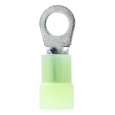 4 Ga. Insulated Wire Terminal Ring Yellow 2 Pk, 3/8 In Stud Size, Model 60781