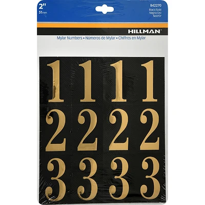 Hillman 842270 Adhesive House Address Numbers, 2-In., Gold on Black Vinyl