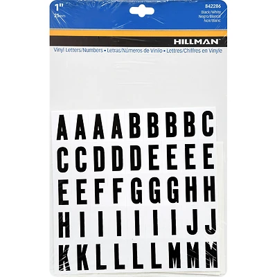Hillman 842286 Adhesive House Letter & Number Pack, Black on White, 1-In.