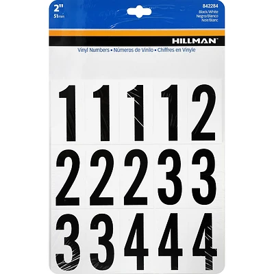 Hillman 842284 Adhesive House Address Number Pack, Black and White Vinyl, 2-In.
