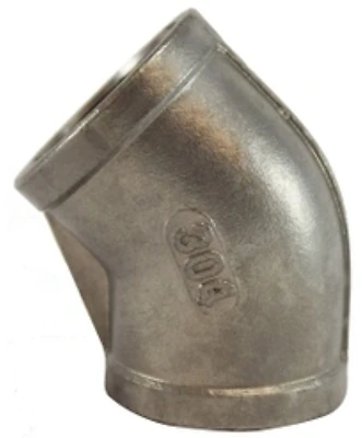 45 Degree Stainless Steel Elbow Fitting, 1/4 Inch, Model 62181bag