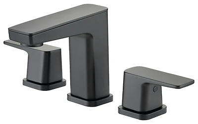 Matte Black Widespread Bathroom Faucet With Metal Lever Handle And Pop-up Drain