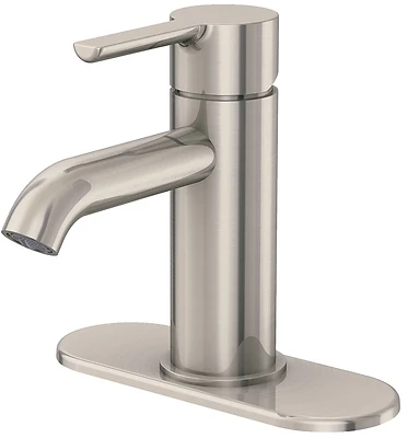 Brushed Nickel Single Handle Lavatory Faucet With Push Pop-up Drain Assembly