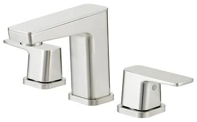 Brushed Nickel Widespread Bathroom Faucet With Metal Lever Handle And Pop-up