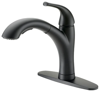 Stylish Home Tobi21040011bl Pull-Out Kitchen Faucet, Black, Metal Lever