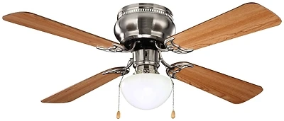 42 Inch Ceiling Fan With 7 Inch Light Kit In Brushed Nickel Finish