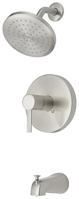 Modern Bath Co. Single Handle Tub And Shower Faucet, Brushed Nickel, 6 In Showerhead