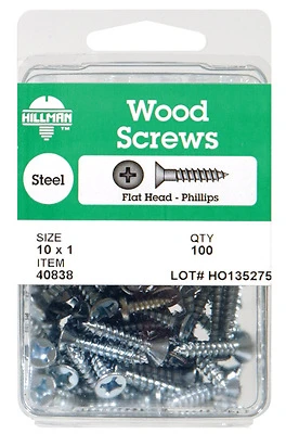 Hillman No. 10 x 2 in. L Phillips Zinc-Plated Wood Screws 50 pk