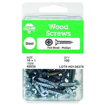 Hillman No. 6 x 1-1/4 in. L Phillips Zinc-Plated Wood Screws 100 pk