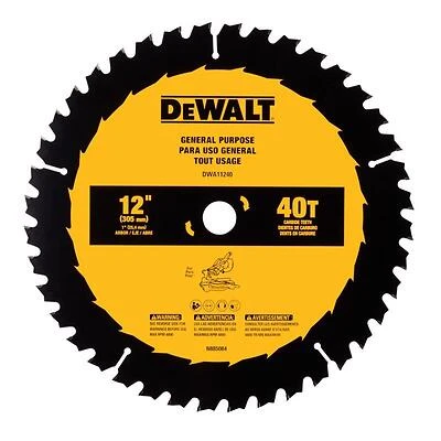 DEWALT DWA11240 General-Purpose Circular Saw Blade, 12 in Dia, 1 in Arbor, 40-Teeth