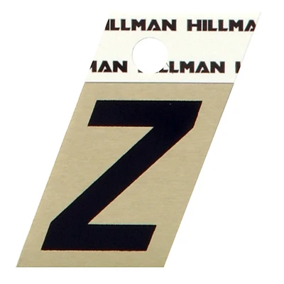Relective Adhesive Angle-Cut House Address Letter Z, Black and Gold Aluminum, 1.5-In.