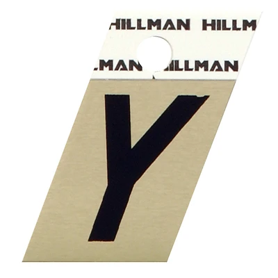 Relective Adhesive Angle-Cut House Address Letter Y, Black and Gold Aluminum, 1.5-In.
