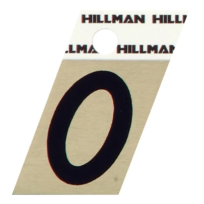 Hillman 840522 Angle-Cut House Letter O, Reflective Black on Gold, 1.5 In.