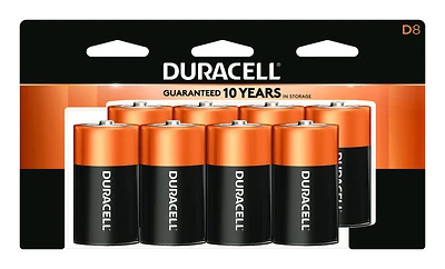 Duracell Coppertop D Alkaline Batteries, 8-Pack