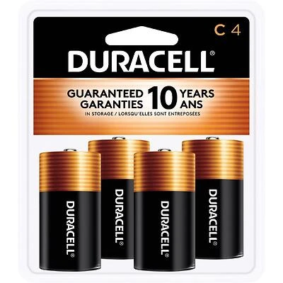 Duracell Coppertop D23 Alkaline C Batteries, 1.5V, 4-Pack