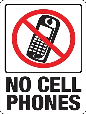 Hy-Ko 20618 No Cell Phones Sign, Plastic, 9 x 12 In.