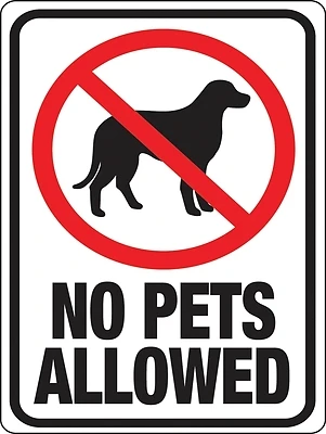 Hy-Ko No Pets Allowed Sign, Plastic, 8.5 x 12-In.