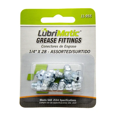 LubriMatic 11-955 Grease Fitting Assortment, 1/4-28, 8-Pk.