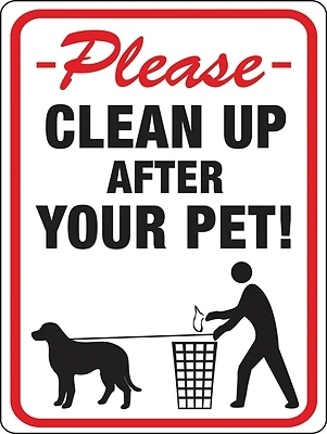 Hy-Ko 20617 Clean Up After Your Pet Sign, Plastic, 8.5 x 12-In.