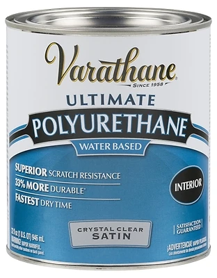 Varathane 200241H Satin Interior Polyurethane, Crystal Clear, 1 Qt.