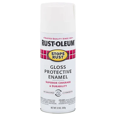 Stops Rust Spray Enamel, White Gloss, 12-oz.